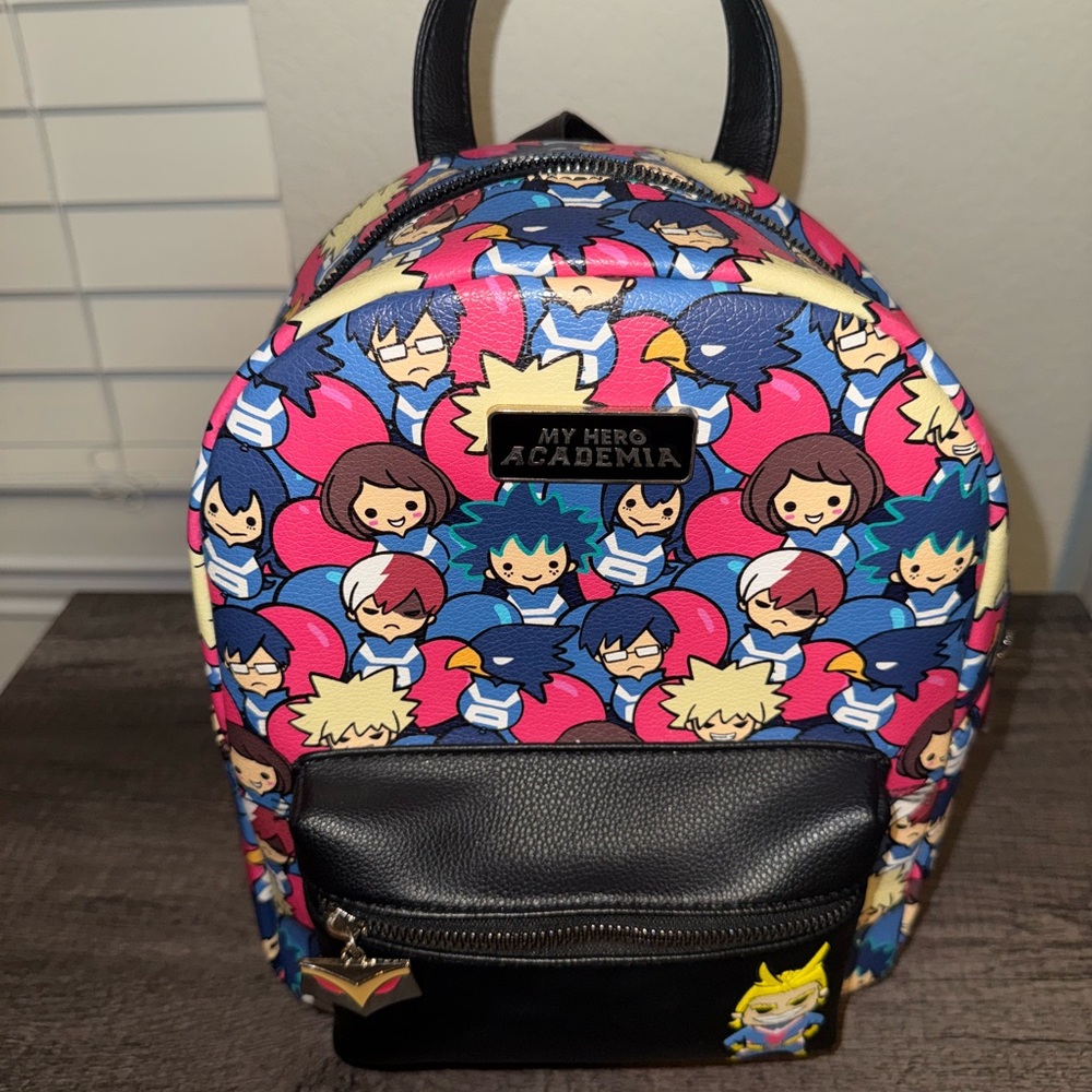 Hot Topic Blue and Black Mini Bag with Cartoon Print